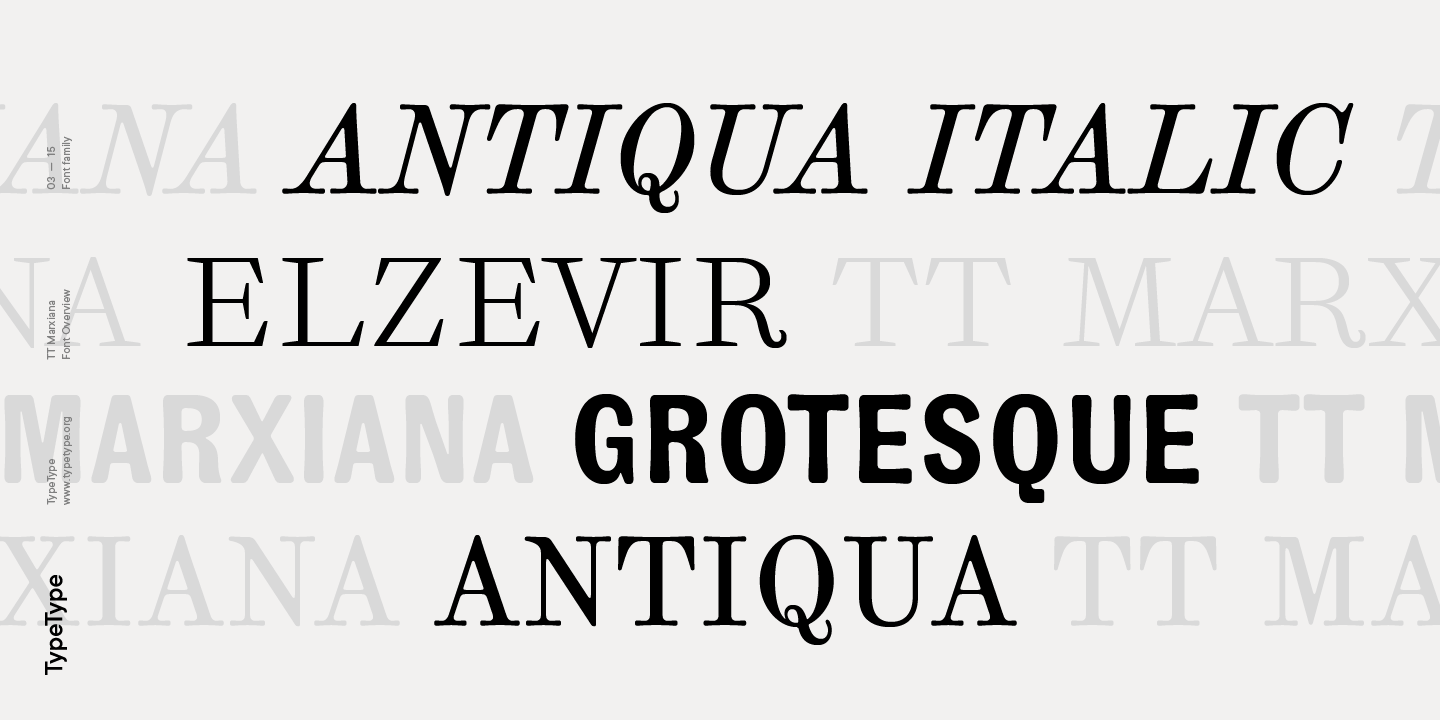 Przykład czcionki TT Marxiana Antiqua Italic